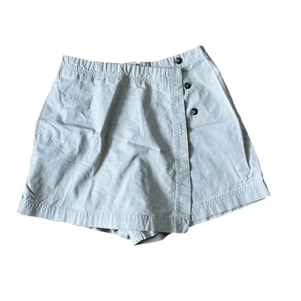 Light Blue Women's Button-Front Skort Shorts